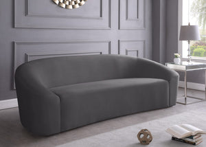 Riley Velvet / Engineered Wood / Foam Contemporary Grey Velvet Sofa - 91" W x 35.5" D x 29.5" H