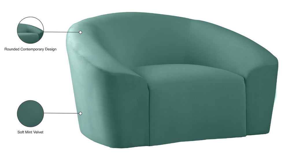 Riley Velvet / Engineered Wood / Foam Contemporary Mint Velvet Chair - 49" W x 35.5" D x 29.5" H