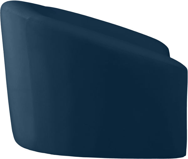 Riley Velvet / Engineered Wood / Foam Contemporary Navy Velvet Chair - 49" W x 35.5" D x 29.5" H