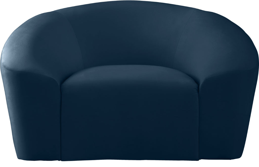 Riley Velvet / Engineered Wood / Foam Contemporary Navy Velvet Chair - 49" W x 35.5" D x 29.5" H