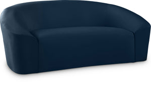 Riley Velvet / Engineered Wood / Foam Contemporary Navy Velvet Loveseat - 71" W x 35.5" D x 29.5" H