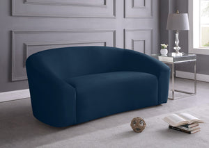 Riley Velvet / Engineered Wood / Foam Contemporary Navy Velvet Loveseat - 71" W x 35.5" D x 29.5" H