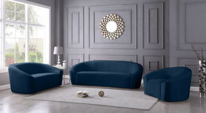 Riley Velvet / Engineered Wood / Foam Contemporary Navy Velvet Loveseat - 71" W x 35.5" D x 29.5" H