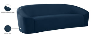Riley Velvet / Engineered Wood / Foam Contemporary Navy Velvet Sofa - 91" W x 35.5" D x 29.5" H