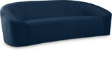Riley Velvet / Engineered Wood / Foam Contemporary Navy Velvet Sofa - 91" W x 35.5" D x 29.5" H