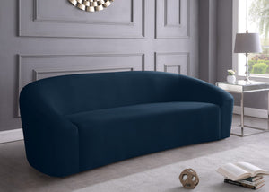 Riley Velvet / Engineered Wood / Foam Contemporary Navy Velvet Sofa - 91" W x 35.5" D x 29.5" H