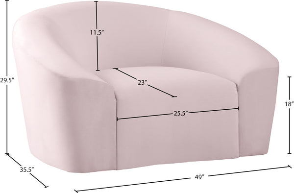 Riley Velvet / Engineered Wood / Foam Contemporary Pink Velvet Chair - 49" W x 35.5" D x 29.5" H