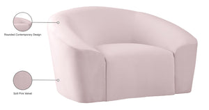 Riley Velvet / Engineered Wood / Foam Contemporary Pink Velvet Chair - 49" W x 35.5" D x 29.5" H