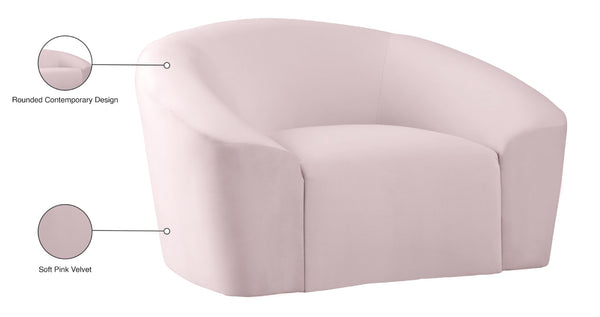 Riley Velvet / Engineered Wood / Foam Contemporary Pink Velvet Chair - 49" W x 35.5" D x 29.5" H