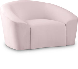 Riley Velvet / Engineered Wood / Foam Contemporary Pink Velvet Chair - 49" W x 35.5" D x 29.5" H