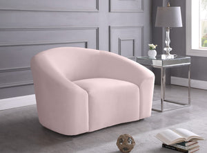 Riley Velvet / Engineered Wood / Foam Contemporary Pink Velvet Chair - 49" W x 35.5" D x 29.5" H