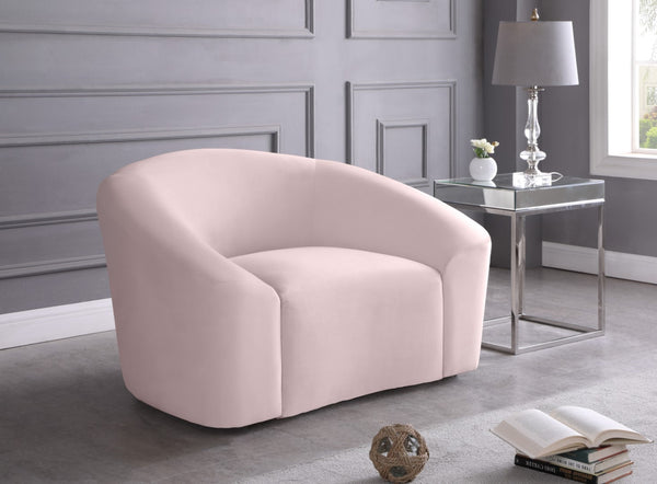 Riley Velvet / Engineered Wood / Foam Contemporary Pink Velvet Chair - 49" W x 35.5" D x 29.5" H