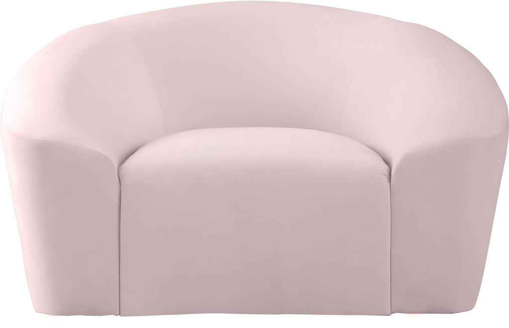 Riley Velvet / Engineered Wood / Foam Contemporary Pink Velvet Chair - 49" W x 35.5" D x 29.5" H