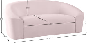Riley Velvet / Engineered Wood / Foam Contemporary Pink Velvet Loveseat - 71" W x 35.5" D x 29.5" H