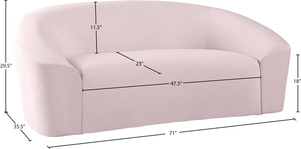 Riley Velvet / Engineered Wood / Foam Contemporary Pink Velvet Loveseat - 71" W x 35.5" D x 29.5" H