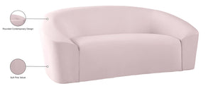 Riley Velvet / Engineered Wood / Foam Contemporary Pink Velvet Loveseat - 71" W x 35.5" D x 29.5" H