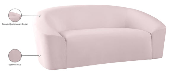 Riley Velvet / Engineered Wood / Foam Contemporary Pink Velvet Loveseat - 71" W x 35.5" D x 29.5" H
