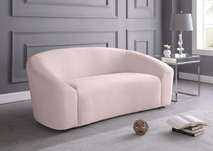 Riley Velvet / Engineered Wood / Foam Contemporary Pink Velvet Loveseat - 71" W x 35.5" D x 29.5" H