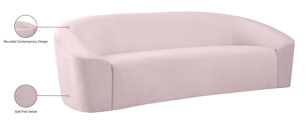 Riley Velvet / Engineered Wood / Foam Contemporary Pink Velvet Sofa - 91" W x 35.5" D x 29.5" H