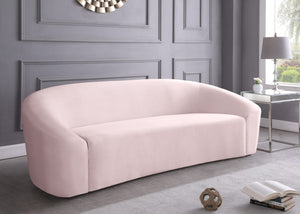 Riley Velvet / Engineered Wood / Foam Contemporary Pink Velvet Sofa - 91" W x 35.5" D x 29.5" H