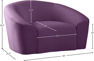 Riley Velvet / Engineered Wood / Foam Contemporary Purple Velvet Chair - 49" W x 35.5" D x 29.5" H