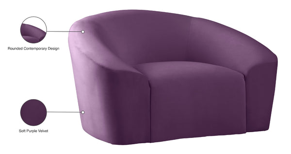 Riley Velvet / Engineered Wood / Foam Contemporary Purple Velvet Chair - 49" W x 35.5" D x 29.5" H