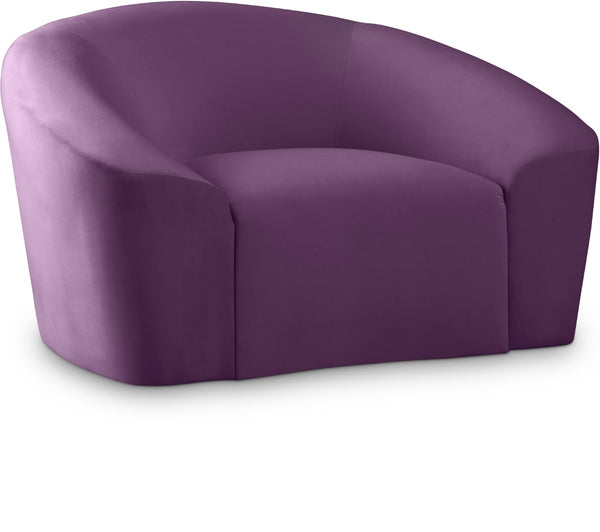 Riley Velvet / Engineered Wood / Foam Contemporary Purple Velvet Chair - 49" W x 35.5" D x 29.5" H