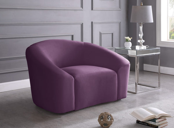 Riley Velvet / Engineered Wood / Foam Contemporary Purple Velvet Chair - 49" W x 35.5" D x 29.5" H