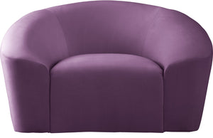 Riley Velvet / Engineered Wood / Foam Contemporary Purple Velvet Chair - 49" W x 35.5" D x 29.5" H