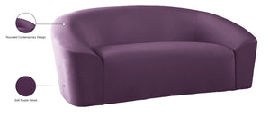 Riley Velvet / Engineered Wood / Foam Contemporary Purple Velvet Loveseat - 71" W x 35.5" D x 29.5" H