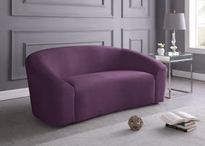 Riley Velvet / Engineered Wood / Foam Contemporary Purple Velvet Loveseat - 71" W x 35.5" D x 29.5" H