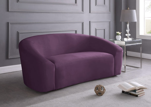 Riley Velvet / Engineered Wood / Foam Contemporary Purple Velvet Loveseat - 71" W x 35.5" D x 29.5" H