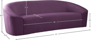 Riley Velvet / Engineered Wood / Foam Contemporary Purple Velvet Sofa - 91" W x 35.5" D x 29.5" H