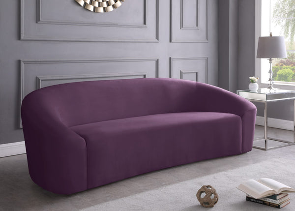 Riley Velvet / Engineered Wood / Foam Contemporary Purple Velvet Sofa - 91" W x 35.5" D x 29.5" H