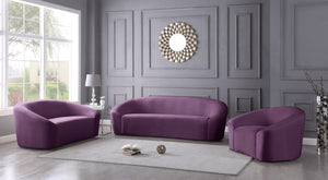 Riley Velvet / Engineered Wood / Foam Contemporary Purple Velvet Sofa - 91" W x 35.5" D x 29.5" H