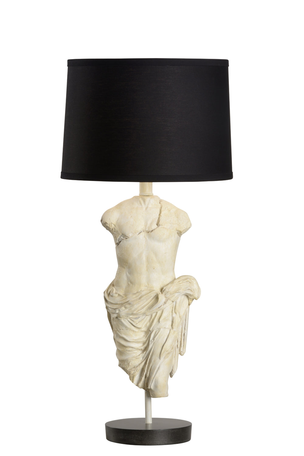 Roman Emperor Statue Lamp - Antique Stone Finish, Elegant Black Shade, 3-Way Switch, 100W Max