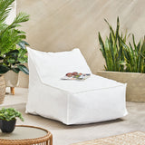 Noble House 3 Ft Outdoor Contemporary Water Resistant Fabric Bean Bag Chair, White