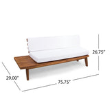 Eulah Indoor Minimalist Sandblast Finished  Acacia Wood Left Sided Sofa with White Cushions