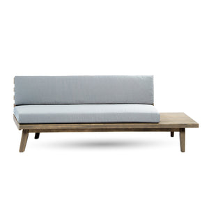 Eulah Indoor Minimalist Grey Finished  Acacia Wood Right Sided  Sofa with Grey Cushions