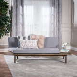 Eulah Indoor Minimalist Grey Finished  Acacia Wood Right Sided  Sofa with Grey Cushions