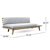 Eulah Indoor Minimalist Grey Finished  Acacia Wood Right Sided  Sofa with Grey Cushions