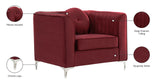 Isabelle Velvet / Engineered Wood / Metal / Foam Contemporary Burgundy Velvet Chair - 38.5" W x 35.5" D x 31" H