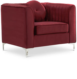 Isabelle Velvet / Engineered Wood / Metal / Foam Contemporary Burgundy Velvet Chair - 38.5" W x 35.5" D x 31" H