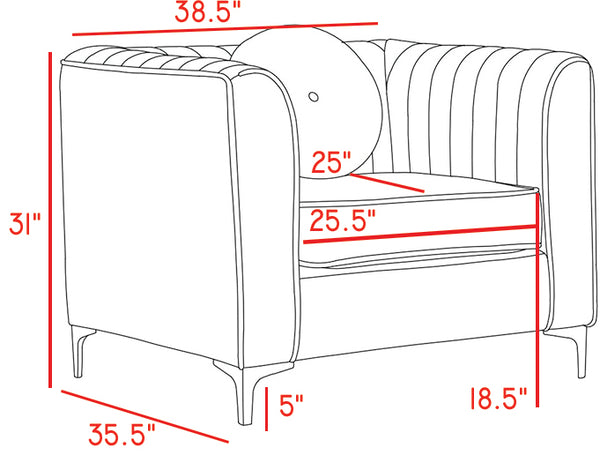Isabelle Velvet / Engineered Wood / Metal / Foam Contemporary Burgundy Velvet Chair - 38.5" W x 35.5" D x 31" H