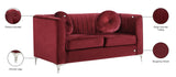 Isabelle Velvet / Engineered Wood / Metal / Foam Contemporary Burgundy Velvet Loveseat - 62" W x 35.5" D x 31" H