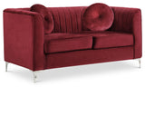 Isabelle Velvet / Engineered Wood / Metal / Foam Contemporary Burgundy Velvet Loveseat - 62" W x 35.5" D x 31" H