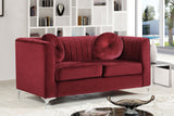 Isabelle Velvet / Engineered Wood / Metal / Foam Contemporary Burgundy Velvet Loveseat - 62" W x 35.5" D x 31" H