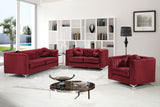 Isabelle Velvet / Engineered Wood / Metal / Foam Contemporary Burgundy Velvet Loveseat - 62" W x 35.5" D x 31" H