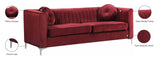 Isabelle Velvet / Engineered Wood / Metal / Foam Contemporary Burgundy Velvet Sofa - 86.5" W x 35.5" D x 31" H