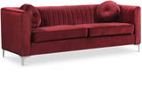 Isabelle Velvet / Engineered Wood / Metal / Foam Contemporary Burgundy Velvet Sofa - 86.5" W x 35.5" D x 31" H
